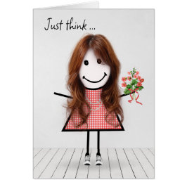 Strichmännchen Girl mit Birthday Bouquet