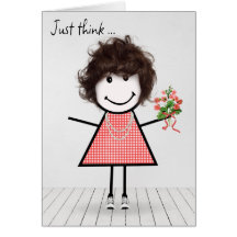Strichmännchen Girl mit Birthday Bouquet