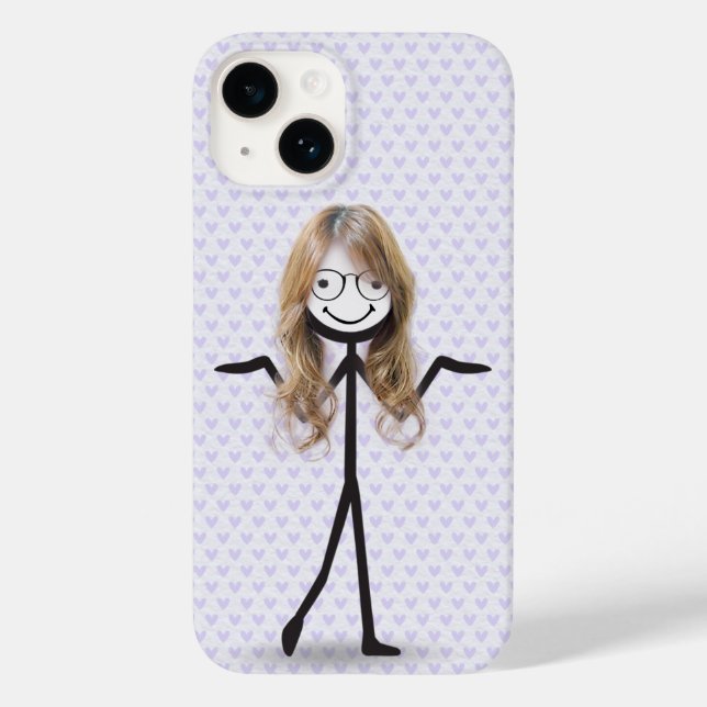Strichmännchen Girl mit Haar und Brille Case-Mate iPhone Hülle (Rückseite)