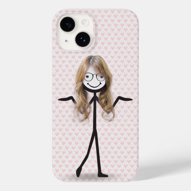Strichmännchen Girl mit Haar und Brille Case-Mate iPhone Hülle (Rückseite)