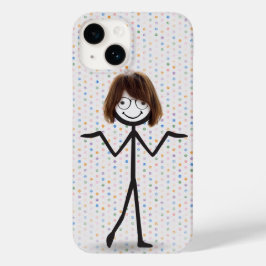 Strichmännchen Girl mit Haar und Brille Case-Mate iPhone 14 Hülle
