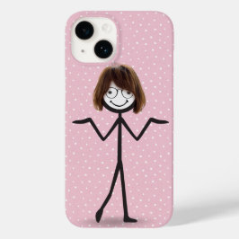 Strichmännchen Girl mit Haar und Brille Case-Mate iPhone 14 Hülle
