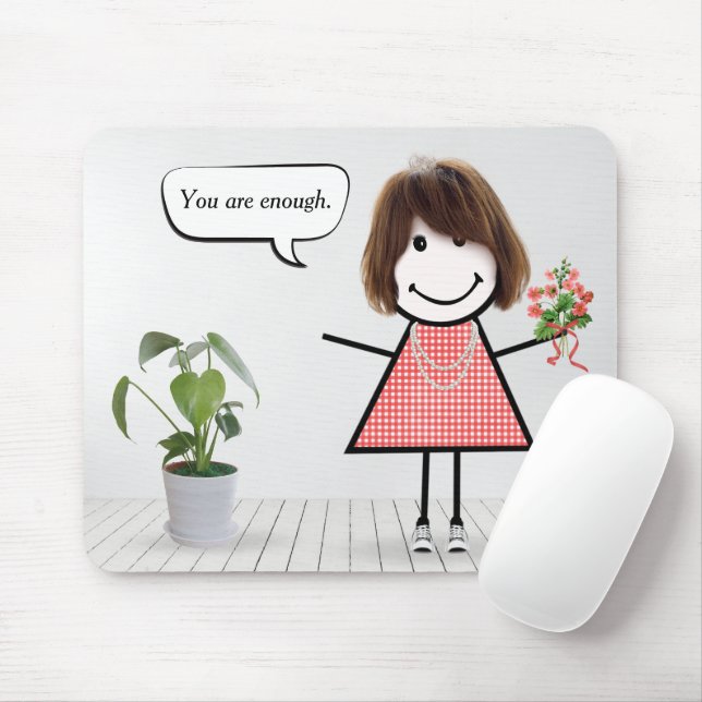 Strichmännchen Girl mit Inspiration Zitat Mousepad (Mit Mouse)
