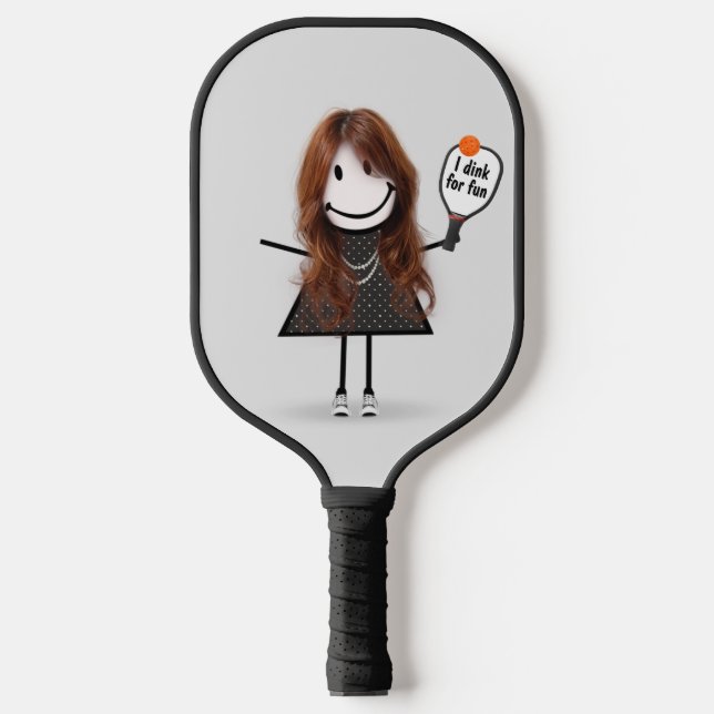 Strichmännchen Girl mit Pickleball Paddle (Vorderseite)