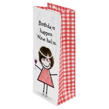 Strichmännchen Girl mit Rotem Wein