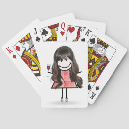 Strichmännchen Girl mit Weinglas Spielkarten