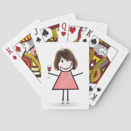 Strichmännchen Girl mit Weinglas Spielkarten