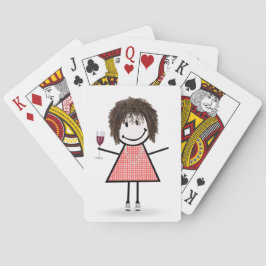 Strichmännchen Girl mit Weinglas Spielkarten