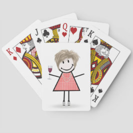 Strichmännchen Girl mit Weinglas Spielkarten