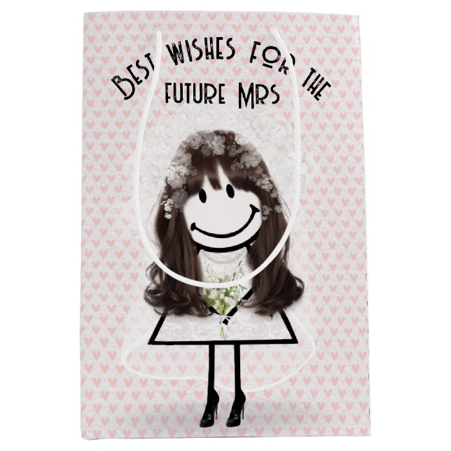 Strichmännchen Girl on Hearls Mittlere Geschenktüte (Vorderseite)