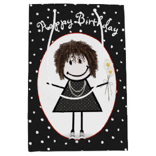 Strichmännchen Girl on Polka Dots Mittlere Geschenktüte