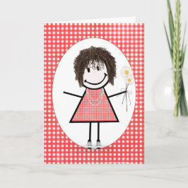 Strichmännchen Girl On Red Karte