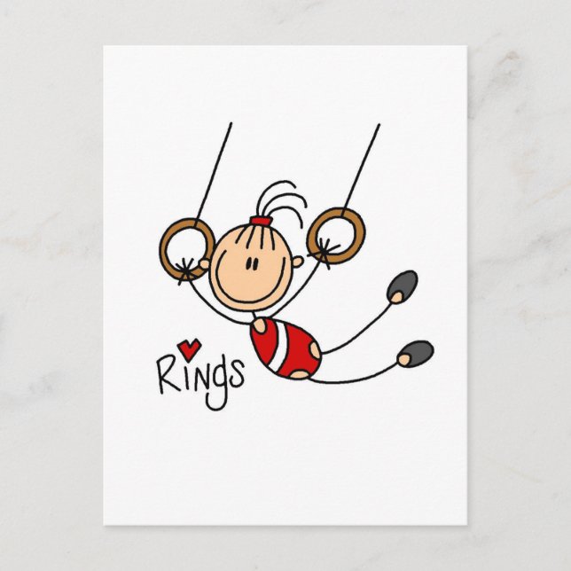 Strichmännchen Girl on Rings Tshirts and Gifts Postkarte (Vorderseite)