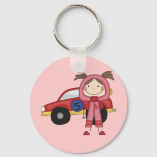 Strichmännchen Girl Race Autofahrer - Tshirts Schlüsselanhänger