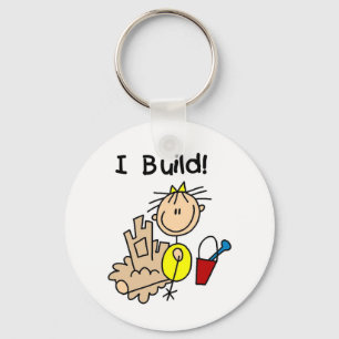 Strichmännchen Girl Sand Castle Schlüsselanhänger