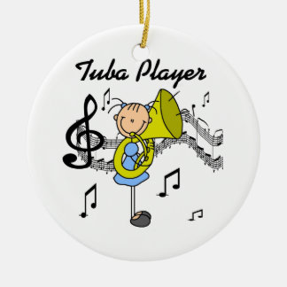Strichmännchen Girl Tuba Player T - Shirt und GIft Keramik Ornament