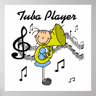 Strichmännchen Girl Tuba Player T - Shirt und GIft Poster