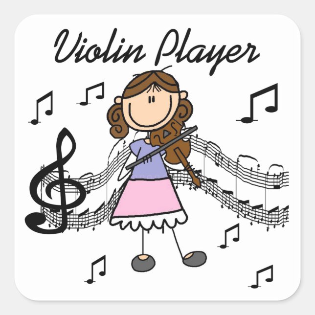 Strichmännchen Girl Violin Player Sticker (Vorderseite)