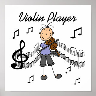 Strichmännchen Girl Violin Player T - Shirt und Ge Poster