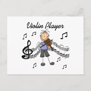 Strichmännchen Girl Violin Player T - Shirt und Ge Postkarte