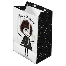 Strichmännchen Girl with Daisies Mittlere Geschenktüte