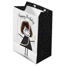 Strichmännchen Girl with Daisies Mittlere Geschenktüte