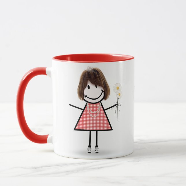Strichmännchen Girl with Daisies Tasse (Links)