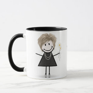 Strichmännchen Girl with Daisies Tasse