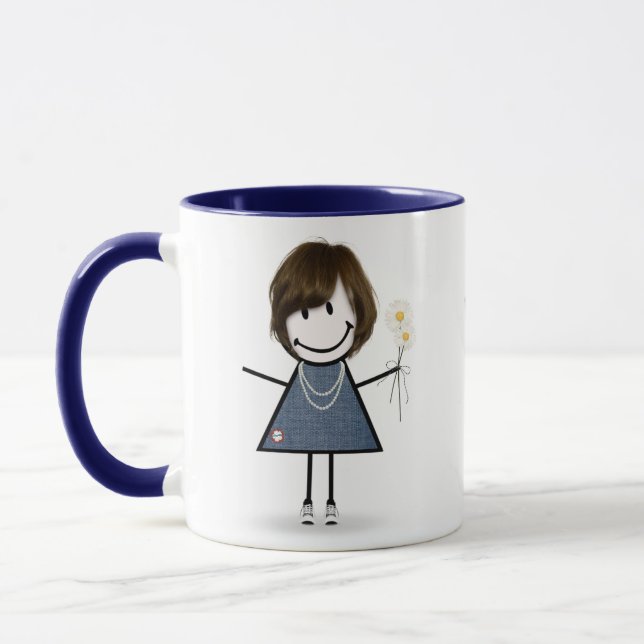Strichmännchen Girl with Daisis and Quote Tasse (Links)