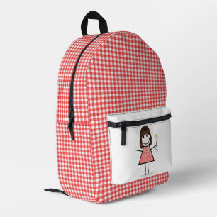 Strichmännchen Girl with Daisis Bedruckter Rucksack