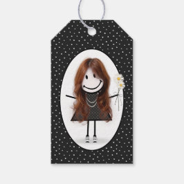 Strichmännchen Girl with Daisis Geschenkanhänger
