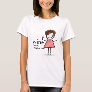 Strichmännchen Girl with Red Wine Glass T-Shirt