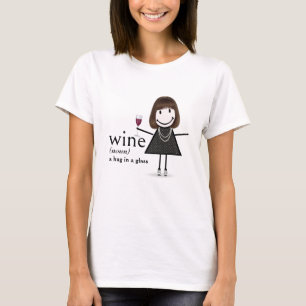 Strichmännchen Girl with Red Wine Glass T-Shirt