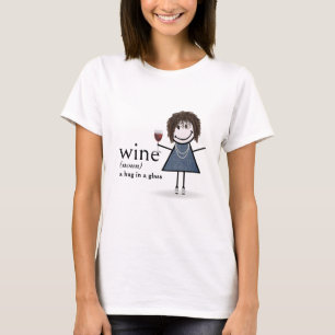 Strichmännchen Girl with Red Wine Glass T-Shirt