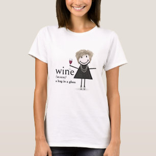 Strichmännchen Girl with Red Wine T-Shirt