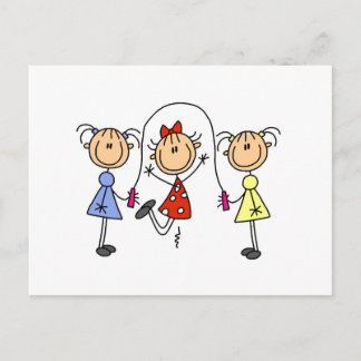 Strichmännchen GIrls Jumping Rope Postkarte