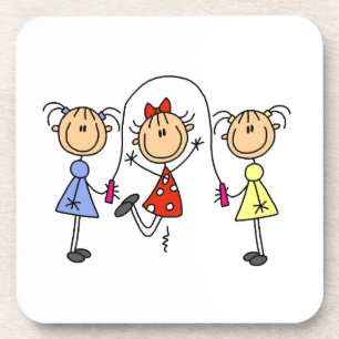 Strichmännchen GIrls Jumping Rope Untersetzer