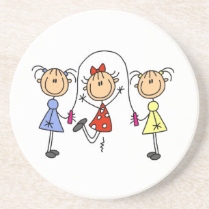 Strichmännchen GIrls Jumping Rope Untersetzer