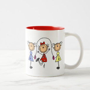 Strichmännchen GIrls Jumping Rope Zweifarbige Tasse