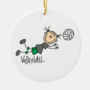 Strichmännchen Girls Volleyball T - Shirt und Ges Keramik Ornament
