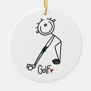Strichmännchen Golfer Keramikornament