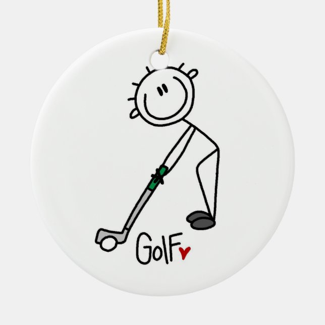 Strichmännchen Golfer Keramikornament (Vorne)