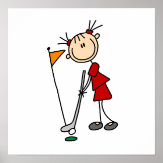 Strichmännchen Golfer Poster