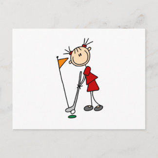 Strichmännchen Golfer Postkarte
