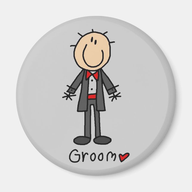 Strichmännchen Groom T - Shirt und Geschenke Magnet (Vorne)