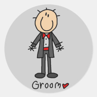 Strichmännchen Groom T - Shirt und Geschenke Runder Aufkleber