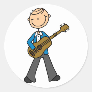 Strichmännchen Guitar Player Tshirts und Geschenke Runder Aufkleber