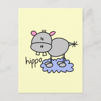 Strichmännchen Hippo T - Shirt und Geschenke Postkarte
