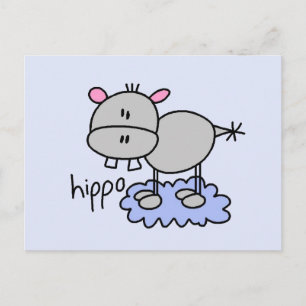 Strichmännchen Hippo T - Shirt und Geschenke Postkarte