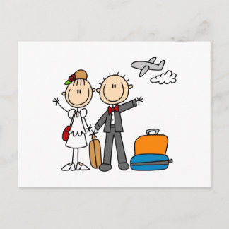Strichmännchen Hochzeit Flitterwochen T - Shirt un Postkarte
